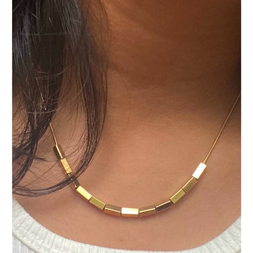 Trendy Beaded Snake Chain Necklace‎ | Yellow Gold Filled
